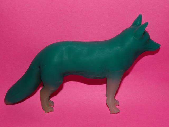 A blue home made silicone fox.